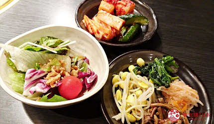 大阪心齋橋燒肉推薦必吃「黑毛和牛燒肉一」的小菜