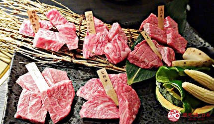 大阪心齋橋燒肉推薦必吃「黑毛和牛燒肉一」的各種肉品