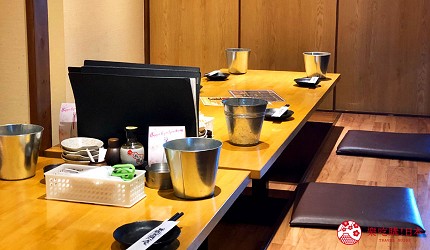 大阪難波海鮮大餐店家推薦「知床漁場 道頓堀店」的店內包廂座位