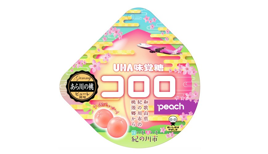 Peach × UHA味覺糖 × 紀の川市跨界合作!新口味「コロロPeach」12/1起在Peach機上搶先販售!