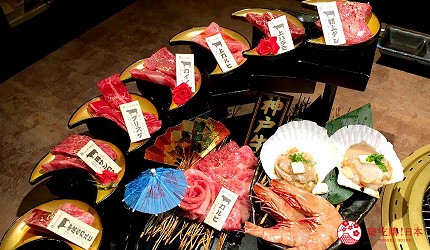 大阪心斋桥烧肉神户牛推介推荐店舖焼肉どうらく心斎桥店的神户牛7段极致奢侈拼盘