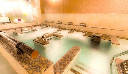 大阪京都溫泉旅館推薦「SPA&HOTEL 水春 松井山手店」的室內溫泉示意圖